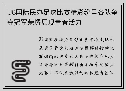 U8国际民办足球比赛精彩纷呈各队争夺冠军荣耀展现青春活力